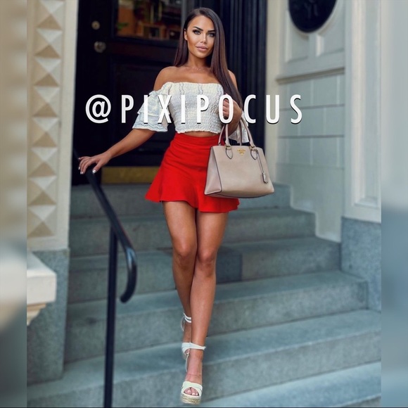 ZARA MINI SKORT WIRH BELT DARK RED M - Picture 3 of 14